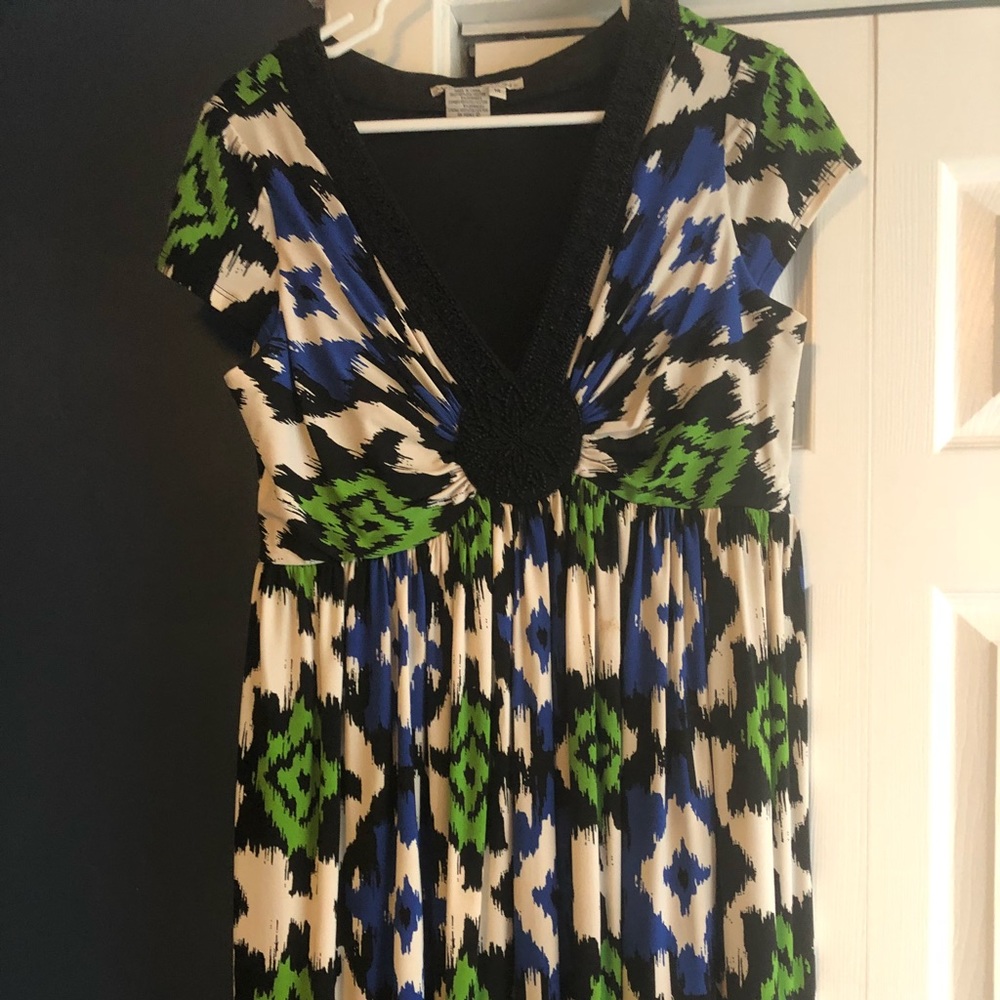 Dress with beaded neck detail